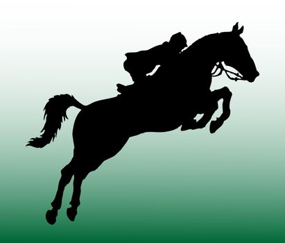 Silhouette Of  Horseman Illustration.On Isolated Background