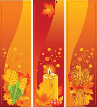 Three Cute Thanksgiving and Harvest vertical Banners