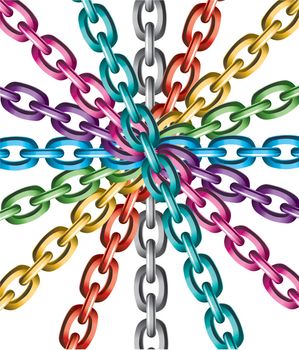vector background of colorful metal chains
