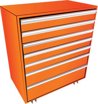 Tool box in the form of a locker with drawers. Vector illustration.