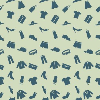 Seamless pattern with clothes, footwear and accessories. Endless pattern can be used for wallpaper, web design and background, printing on the surface paper or cloth.