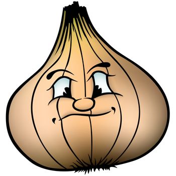 Onion - Colored Cartoon Illustration, Vector