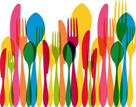 Colorful transparency cutlery seamless pattern. This EPS10 vector illustration is layered for easy manipulation and custom coloring