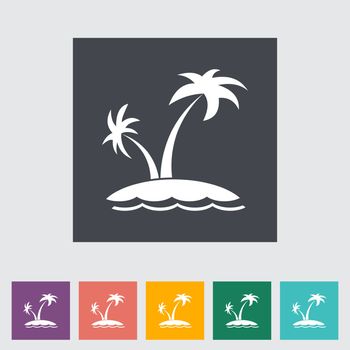 Palm tree. Single flat icon. Vector illustration.