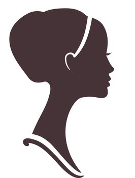 Beautiful girl  silhouette with stylish hairstyle