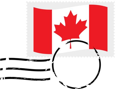 Illustration showing a postmarked stamp of Canada