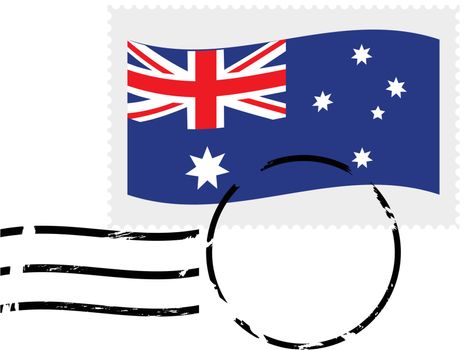Illustration showing a postmarked stamp of Australia