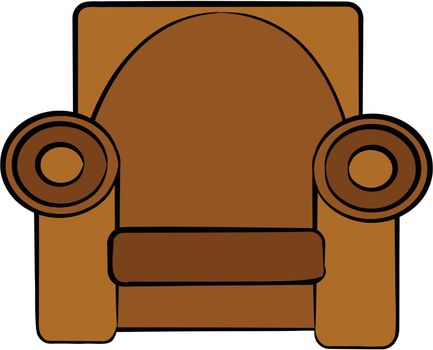 Cartoon illustration of a brown leather armchair