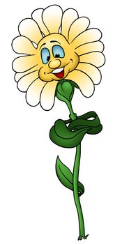 Cheerful Flower - Cartoon Illustration, Vector