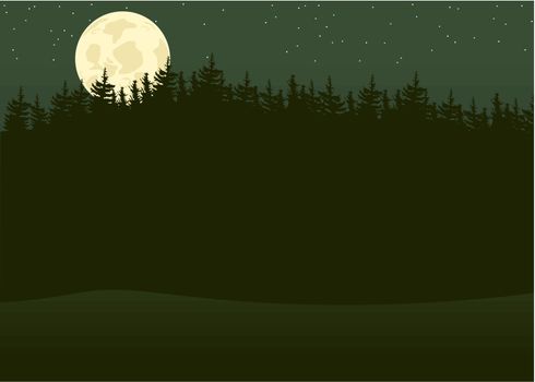 Night Forest - Cartoon Background Illustration, Vector