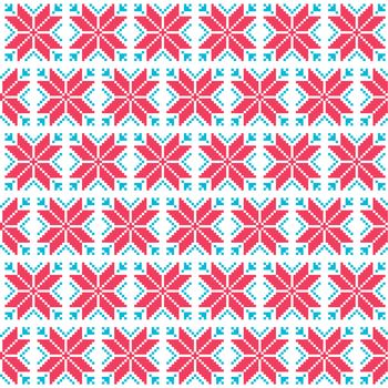 Winter red and blue vector background - scandynavian kntting style