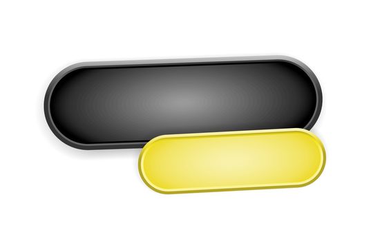 The pair of black  and yellow oval buttons with subtle shadow