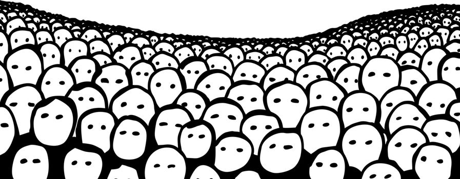 Editable vector illustration of a hand-drawn crowd of faces