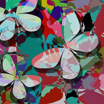 Abstract art background with stylized butterflies