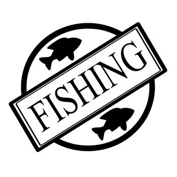Stamp with word fishing inside, vector illustration