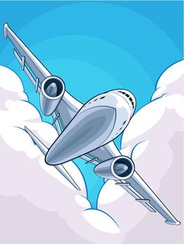A vector image of an airplane flying through cloudy sky. This vector is very good for design that needs airplane or travel element.

Available as a Vector in EPS8 format that can be scaled to any size without loss of quality. Good for many uses & application. Elements could be separated for further editing. Color easily changed.