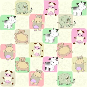 childish seamless pattern with toys, vector illustration