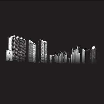 An urban cityscape black and white background