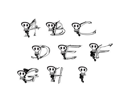 alphabet with skulls a - i