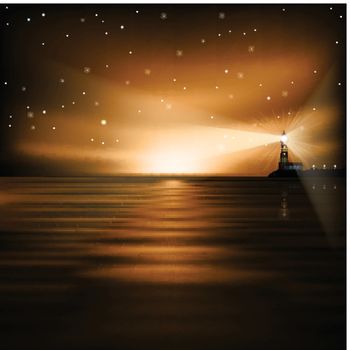 abstract brown background with lighthouse and sea sunrise