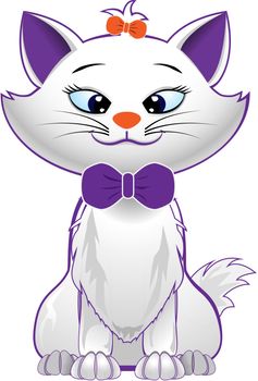 vector cute kitty character on white background