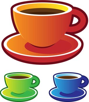 Colorful vectors: coffee cups. Vector illustration.