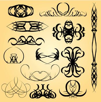 Set of calligraphic symbols for design. Vector illustration.