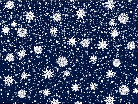 Christmas Night Blue Background With Snowflakes 