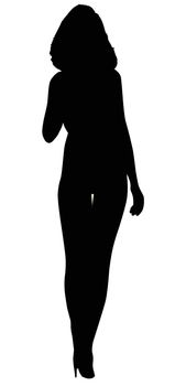 Silhouette of a girl wearing stiletto heels