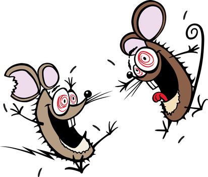 Cartoon of a pair of hyper mice. Vector file.