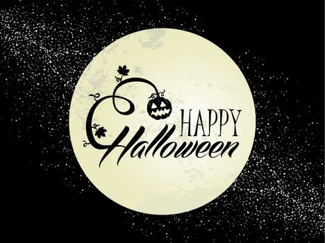 Halloween full moon, pumpkin lantern and text banner with grunge background. EPS10 Vector file organized in layers for easy editing.