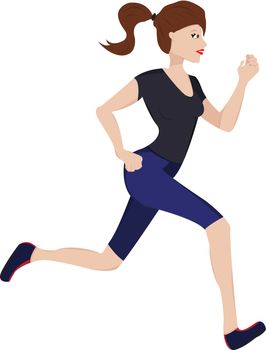 Vector illustration of young woman jogging