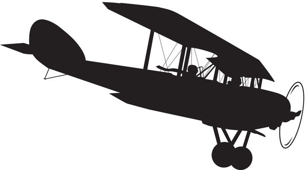 Vintage biplane vector silhouette