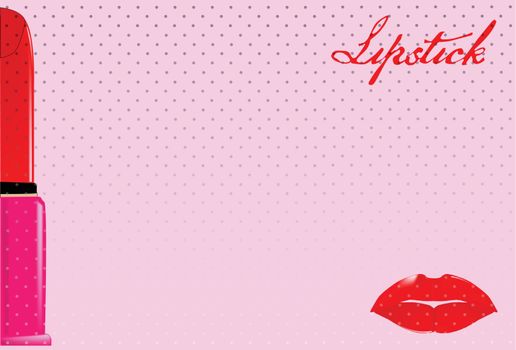 A pink grungy dotted background set against lips and lipstick.