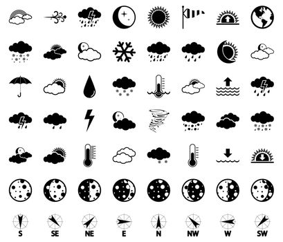Weather Icons for day and night forecasting, for web and print applications. Vector illustration.