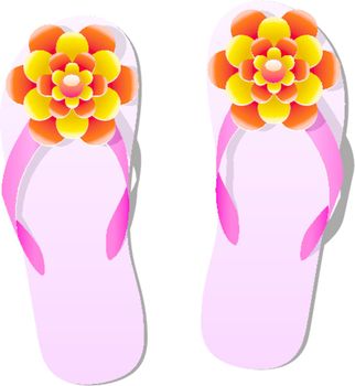 vector pair of flip flops with flowers