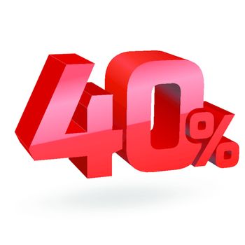 40% percent; digits. Vector illustration.