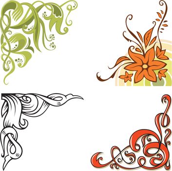 Set of ornamental corners, elements for design, vector illustration