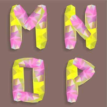 Geometric crystal alphabet. Letters M, N, O, P