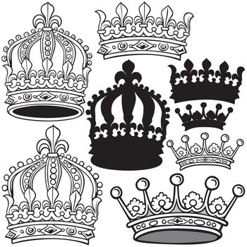 Royal Crown - Black Heraldic Illustrations, Vector