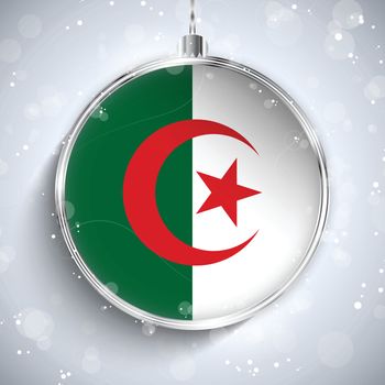 Vector - Merry Christmas Silver Ball with Flag Algeria
