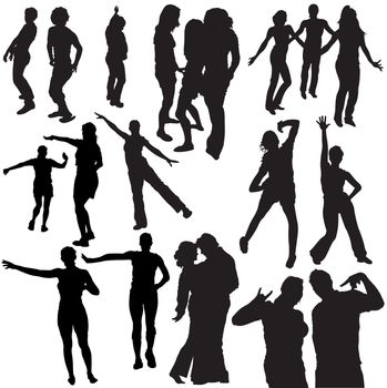 Dance Silhouettes - Black Illustrations And Modern Dance, Vector