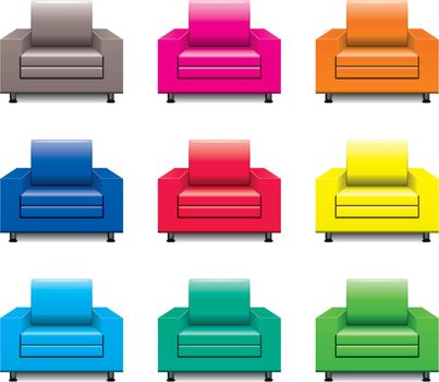 vector colorful armchair set