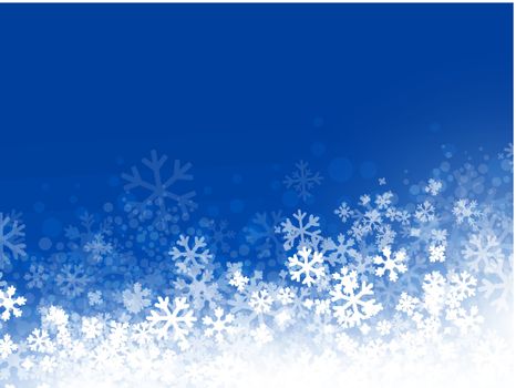 Winter Abstract Snowflake Background in Blue, Copyspace