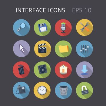 Flat icons for interface. Vector eps10 contains objects with transparency.