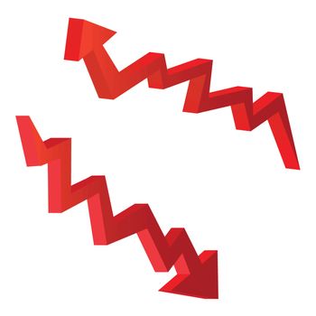 red arrow vector illustrations in 3d form, for economic concepts.