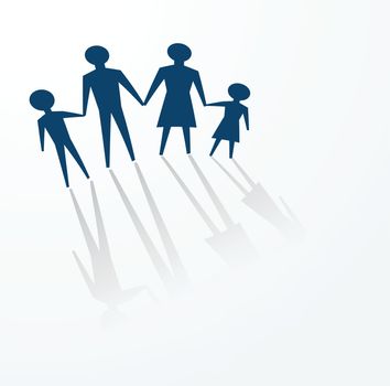 to illustrate a family concept, father, mother and children.