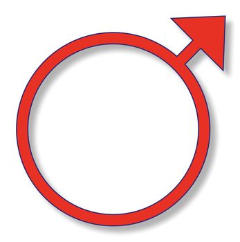 The male masculine symbol isolated over a white background.