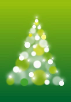 Abstract Christmas tree with defocused bokeh lights, vector background
