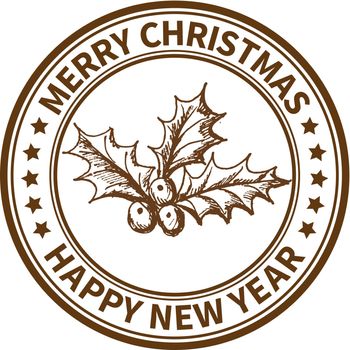 Christmas and New Year stamp with the holly barry